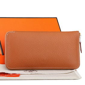 Hermes Zipper Wallet Original Leather A309 Camel Top Replica HMSTNU9F98W