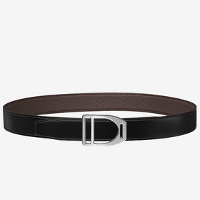 Imitation Hermes Etrier Buckle Belt & Chocolate Clemence 32 MM Strap HMS88Z946GQ