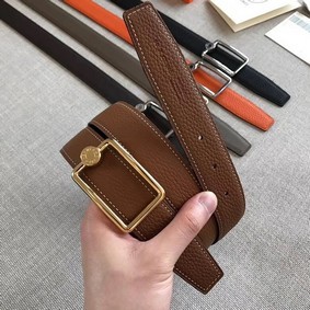 Hermes Quizz belt buckle & Reversible leather strap 32 mm H0739 brown Replica HMSOIU9DH2I