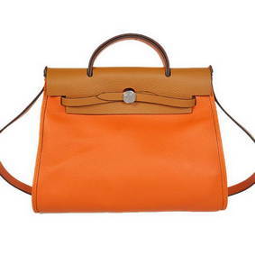 Knockoff 2012 Hermes HerBag 31CM Togo leather Bag H9051 Orange Camel HMS12KIRMM3