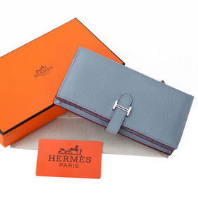 Hermes Bearn Japonaise Bi-Fold Wallet Grainy Leather A208 SkyBlue Replica HMSJVFRQ9SK