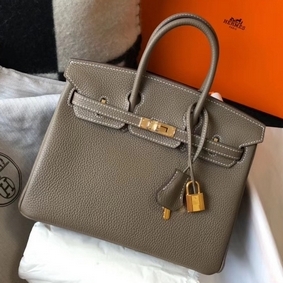 Hermes Birkin 25cm Bag In Taupe Clemence Leather GHW 1:1 Replica HMS5020MPD2