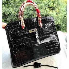 Hermes Birkin 30CM Tote Bags Croco Leather H30CO Black HMSD9B71554