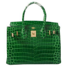 Imitation Hermes Birkin 30CM Tote Bags Green Iridescent Croco Leather Gold HMS5Y4ZTNRT