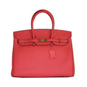Imitation Hermes Birkin 35CM Tote Bag Light Red Clemence Leather H6089 Gold HMSLE4ZX6KJ