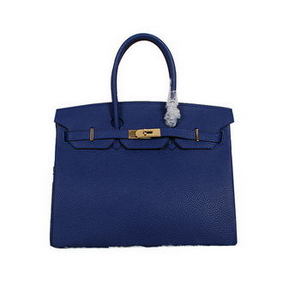 High Quality Hermes Birkin 35CM Tote Bag RoyalBlue Clemence Leather H35 Gold HMSWY7NQB5B
