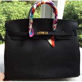 Hermes Birkin 40CM Bag Black Litchi Leather BK40 Gold Top Replica HMSZ2YDQRE2