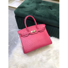 Hermes Birkin Bag Original Leather Ostrich skin HBK2530 rose 1:1 Replica HMS6F7NF9C4