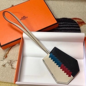 Hermes Clochette Cles Grand Tressage Charm In White/Black Replica HMSFI74ZPIY