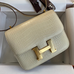Hermes Constance 18 Handmade Bag In Vanille Matte Alligator Leather HMSOJP2W7ZF