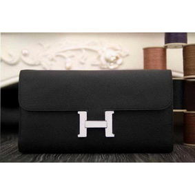 Hermes Constance Long Wallets Original Leather HA909 Black Replica HMS1AW052KA