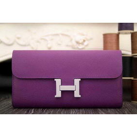 Top Replica Hermes Constance Long Wallets Original Leather HA909 Purple Wallets HMSZ34X04CP