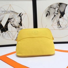 Hermes Cosmetic Bag H3699 Lemon Yellow Top Replica HMSU9319H37