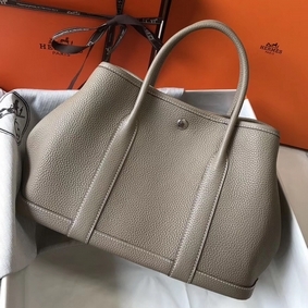 High Quality Hermes Garden Party 30 Bag In Grey Taurillon Leather HMSE5FUKX3E