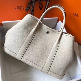 Replica Hermes Garden Party 30 Bag In White Taurillon Leather HMSSU74K0KX