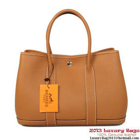 Fake Hermes Garden Party 30CM Bag Calf Leather A1288 Camel HMS498JZCOS