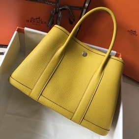 Hermes Garden Party 36 Bag In Yellow Clemence Leather Replica HMSOWADV6A9