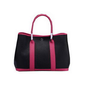 Hermes Garden Party 36cm Tote Bag Grainy Leather Black&Rose Top Replica HMSZ2YDQRE2