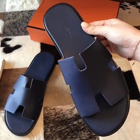 Replica Hermes Izmir Sandals In Sapphire Epsom Leather HMSLQ650D1D