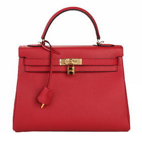 Imitation Hermes Kelly 32cm Shoulder Bag Burgundy Original Leather K32 Gold HMSY70GWH9C