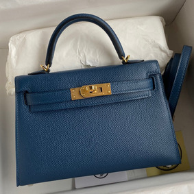 Hermes Kelly Mini II Sellier Handmade Bag In Deep Blue Epsom Calfskin Replica HMSJT4ZRXW8