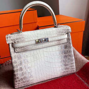 Knockoff Hermes Kelly Retourne 25 Handmade Bag In Himalaya Crocodile Niloticus Skin HMS9OP7K656