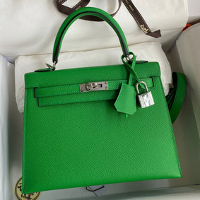 Hermes Kelly Sellier 25 Handmade Bag In Bambou Epsom Calfskin Replica HMSA6P542N3