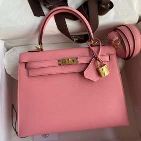 Cheap Hermes Kelly Sellier 25 Handmade Bag In Rose Confetti Epsom Calfskin HMS9W1AJ626