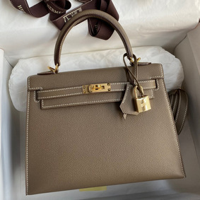 Imitation Hermes Kelly Sellier 25 Handmade Bag In Taupe Epsom Calfskin HMSE2V7JWWX