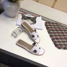 Hermes lady leather Slipper HO808HMJ white Top Replica HMS2SI4D1N1