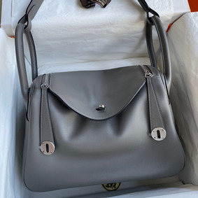 Hermes Lindy 30 Handmade Bag In Grey Swift Calfskin 1:1 Replica HMSLH732901