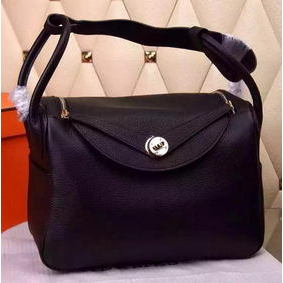 Hermes Lindy 30CM Leather Shoulder Bag H0881 Black HMSO0UM80G0
