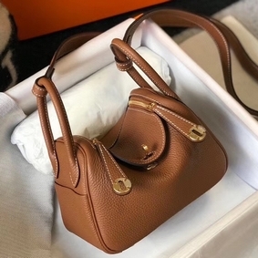 Hermes Lindy Mini Bag In Gold Clemence Leather GHW 1:1 Replica HMSQ8TO316Z