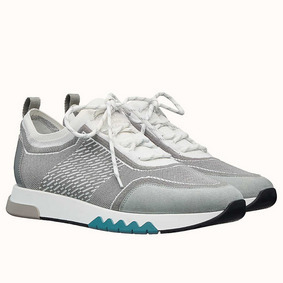 Hermes Men's Addict Sneakers In Grey Knit Replica HMS3JO70VS8