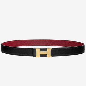 Imitation Hermes Mini Constance 24mm Reversible Belt Black/Ruby HMSI3C60RD5