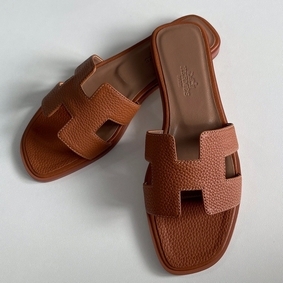 Hermes Oran Slide Sandals In Gold Clemence Leather Top Replica HMSQB5TUA7O
