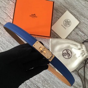 Hermes original epsom leather Kelly belt H069853 blue Replica HMSXRB9B8J6