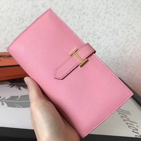Hermes Pink Epsom Bearn Gusset Wallet 1:1 Replica HMS3KL0FY08