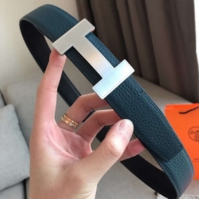 Hermes Quizz 32mm Reversible Belt In Blue Clemence Leather Top Replica HMS7275W2D4