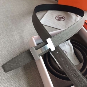 Hermes Quizz 32mm Reversible Belt In Grey Clemence Leather Replica HMSPHZAXK43