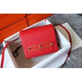 Hermes Roulis 19cm Evercolor 9D H9003 red&Gold Replica HMSJHW00WQL