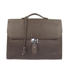 Hermes Sac Depeche 38cm Briefcase Clemence Brown Top Replica HMSY6322E2O