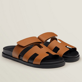 Hermes Women's Chypre Sandals In Brown Calfskin 1:1 Replica HMSZ5H72YHB