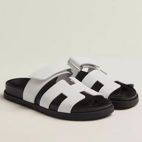 Hermes Women's Chypre Sandals In White Calfskin 1:1 Replica HMS3BD10K95