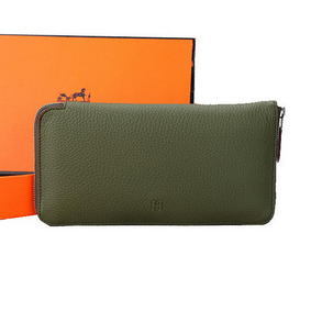 Hermes Zipper Wallet Grainy Leather A309 Dark Green Replica HMS4ITN5ZKF