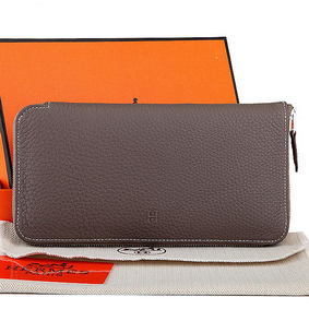 Hermes Zipper Wallet Original Leather A309 Dark Gray 1:1 Replica HMSKEC3E86H