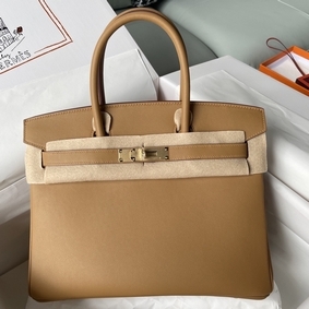 Hermes Birkin 30 Retourne Handmade Bag In Biscuit Swift Leather Replica HMSTSI3JZN5