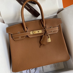 AAA Hermes Birkin 30 Retourne Handmade Bag In Gold Clemence Leather HMS4F734306