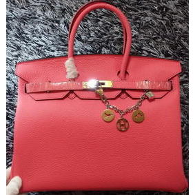 Hermes Birkin 35CM Tote Bag Litchi Leather HB35GL Cherry Top Replica HMS86BA787P