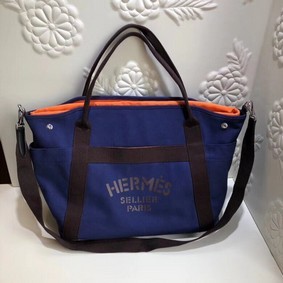 Hermes Canvas Shopping Bag H0734 blue Top Replica HMS6VUN5L0E